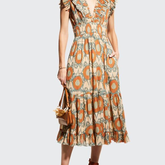 Ulla Johnson "Samara" printed dress nimbus with gold thread details Size 2 - Picture 2 of 10